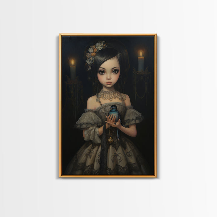 Hummingbird Heiress, Victorian Animal Portrait, Halloween Art, Gothic Whimsy Decor, Anthropomorphic Costume Art