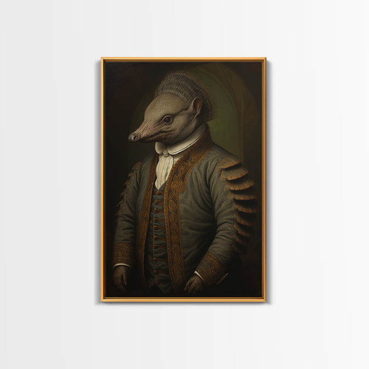 Armadillo Clerk, Victorian Animal Portrait, Halloween Art, Gothic Whimsy Decor, Anthropomorphic Costume Art