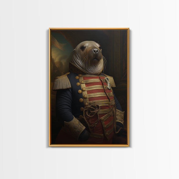 Walrus Commodore, Victorian Animal Portrait, Halloween Art, Gothic Whimsy Decor, Anthropomorphic Costume Art