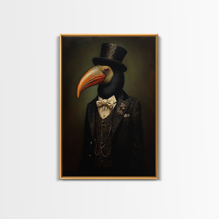 Toucan Advocate, Victorian Animal Portrait, Halloween Art, Gothic Whimsy Decor, Anthropomorphic Costume Art