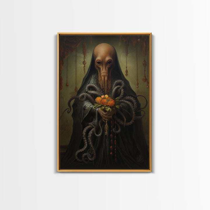 Octopus Matron, Victorian Animal Portrait, Halloween Art, Gothic Whimsy Decor, Anthropomorphic Costume Art