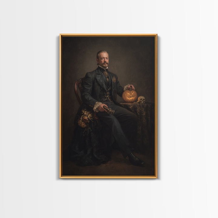 The Headless Horseman, Dark Academia Wall Art, Vertical Wall Art, Canvas Print, Gothic Wall Decor, Halloween Portrait Art, Macabre Wall Art
