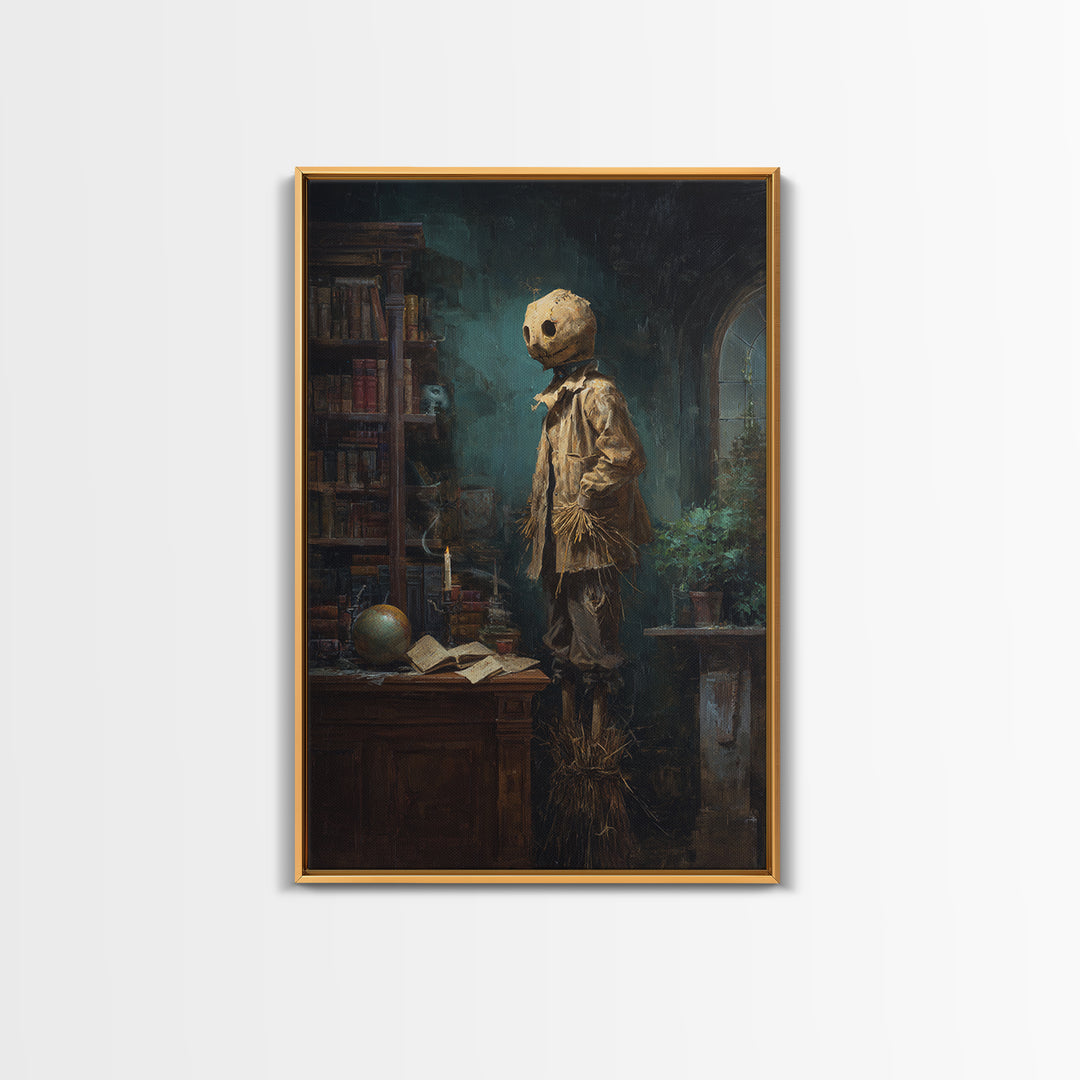 The Living Scarecrow, Antique Gothic Portrait, Vertical Wall Art, Canvas Print, Gothic Wall Decor, Halloween Portrait Art