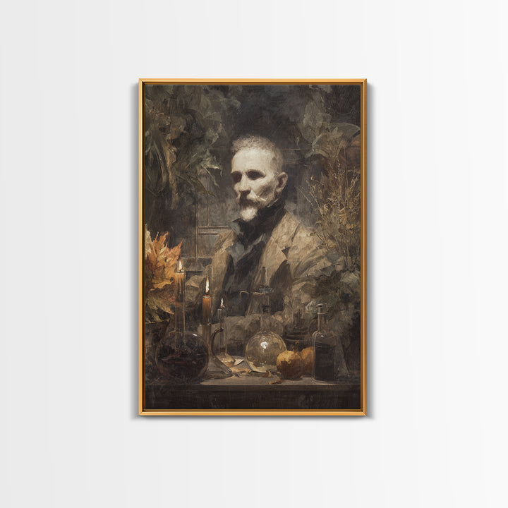 The Mad Alchemist, Macabre Victorian Decor, Vertical Wall Art, Canvas Print, Gothic Wall Decor, Halloween Portrait Art