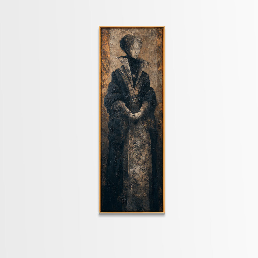 The Shadow Person, Victorian Horror Portrait, Tall Narrow Wall Art, Framed Canvas Print, Gothic Wall Decor, Halloween Portrait Art