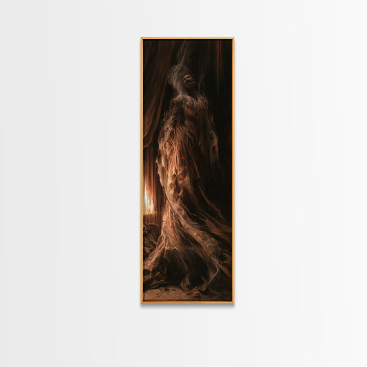 The Tattered Wraith, Victorian Gothic Art, Tall Narrow Wall Art, Canvas Print, Gothic Wall Decor, Halloween Portrait Art
