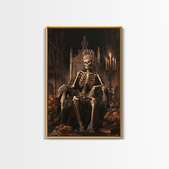The Bone Queen, Antique Gothic Portrait, Vertical Wall Art, Framed Canvas Print, Gothic Wall Decor, Halloween Portrait Art