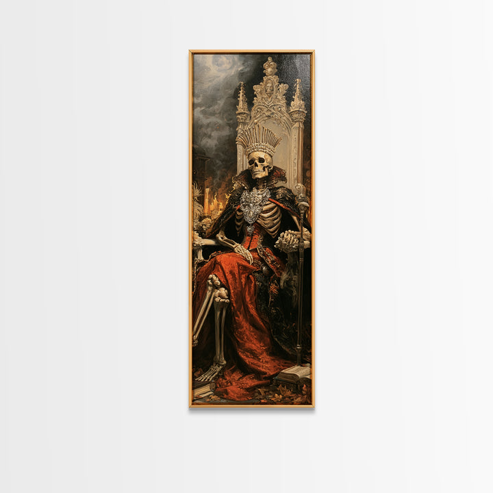 The Bone Queen, Victorian Gothic Art, Tall Narrow Wall Art, Framed Canvas Print, Gothic Wall Decor, Halloween Portrait Art