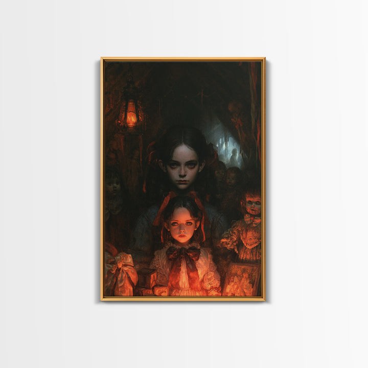 The Attic Whisperer, Victorian Horror Portrait, Vertical Wall Art, Canvas Print, Gothic Wall Decor, Halloween Portrait Art
