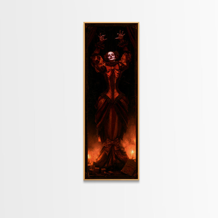The Marionette Master, Antique Gothic Portrait, Tall Narrow Wall Art, Canvas Print, Gothic Wall Decor, Halloween Portrait Art