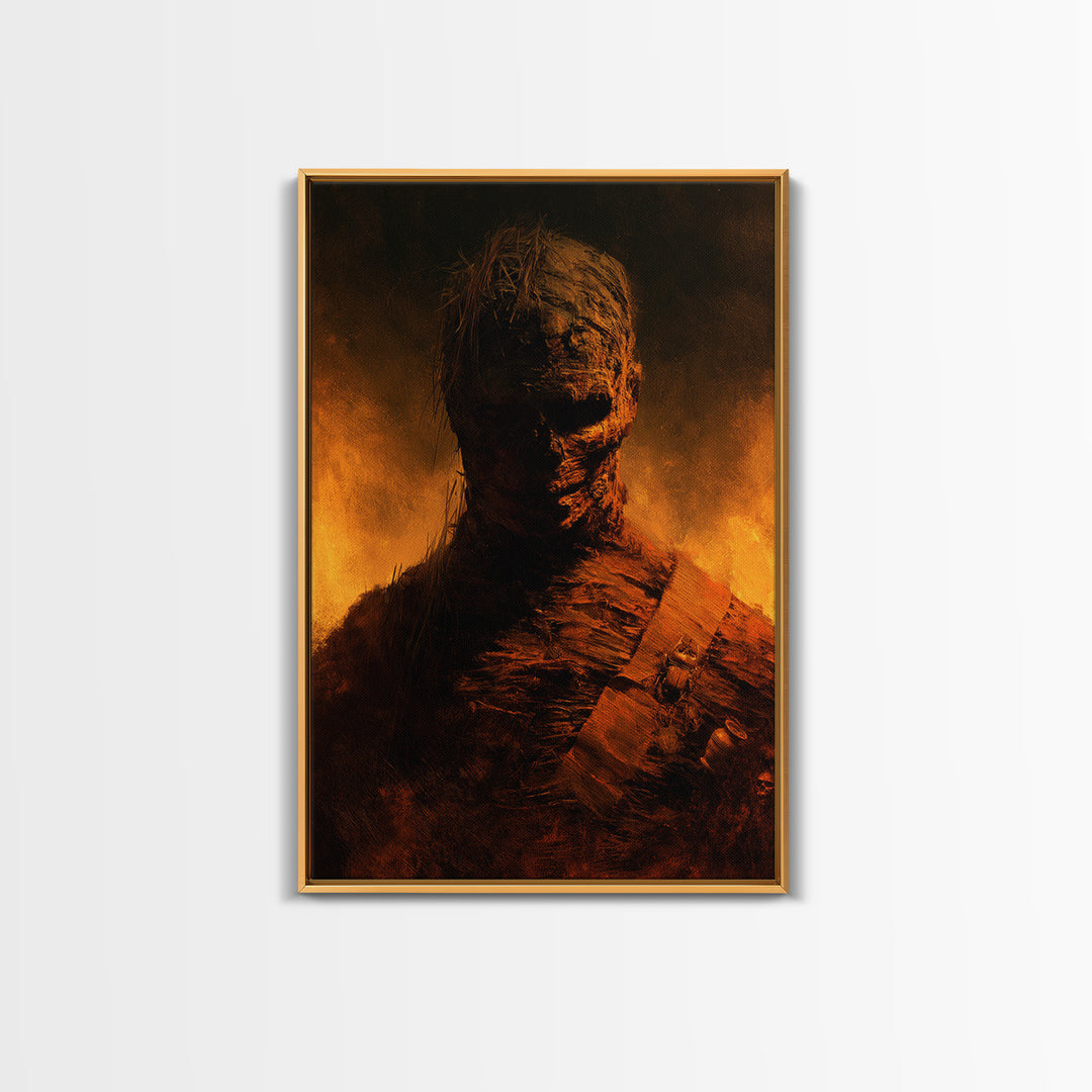The Bog Mummy, Antique Gothic Portrait, Vertical Wall Art, Framed Canvas Print, Gothic Wall Decor, Halloween Portrait Art