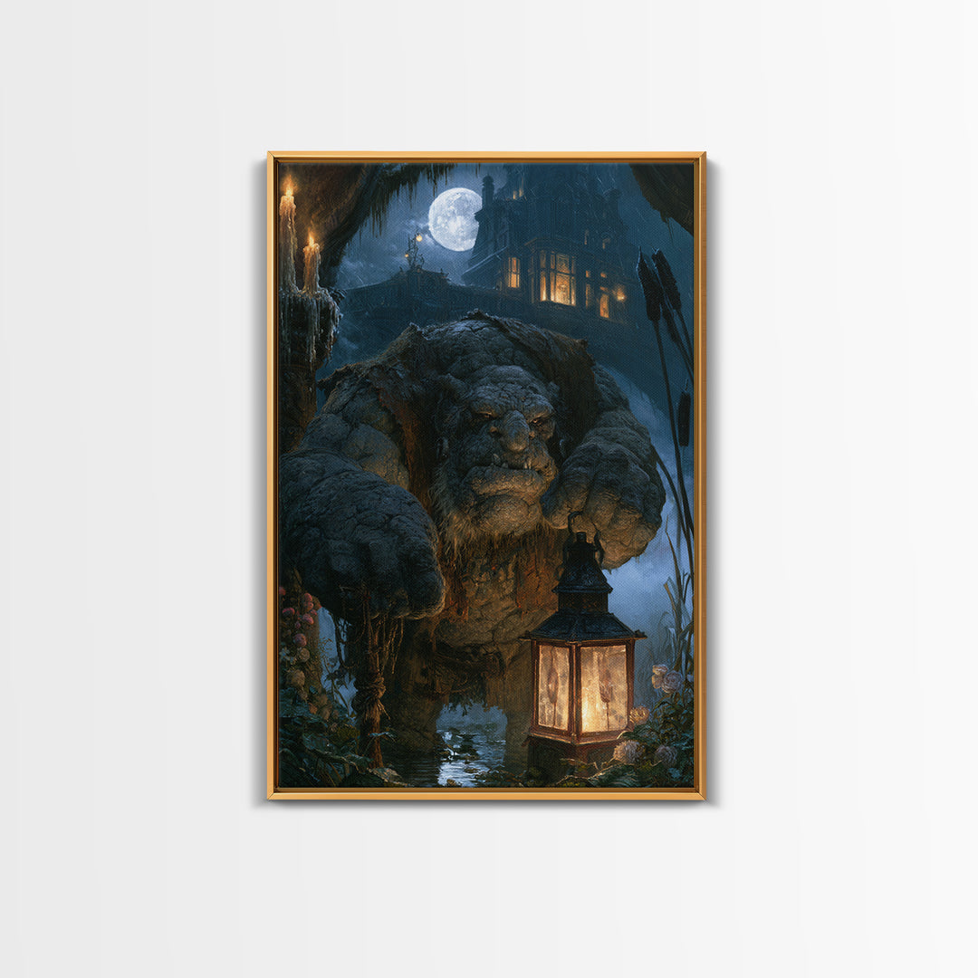 The Bridge Troll At Midnight, Victorian Horror Portrait, Vertical Wall Art, Canvas Print, Gothic Wall Decor, Halloween Portrait Art