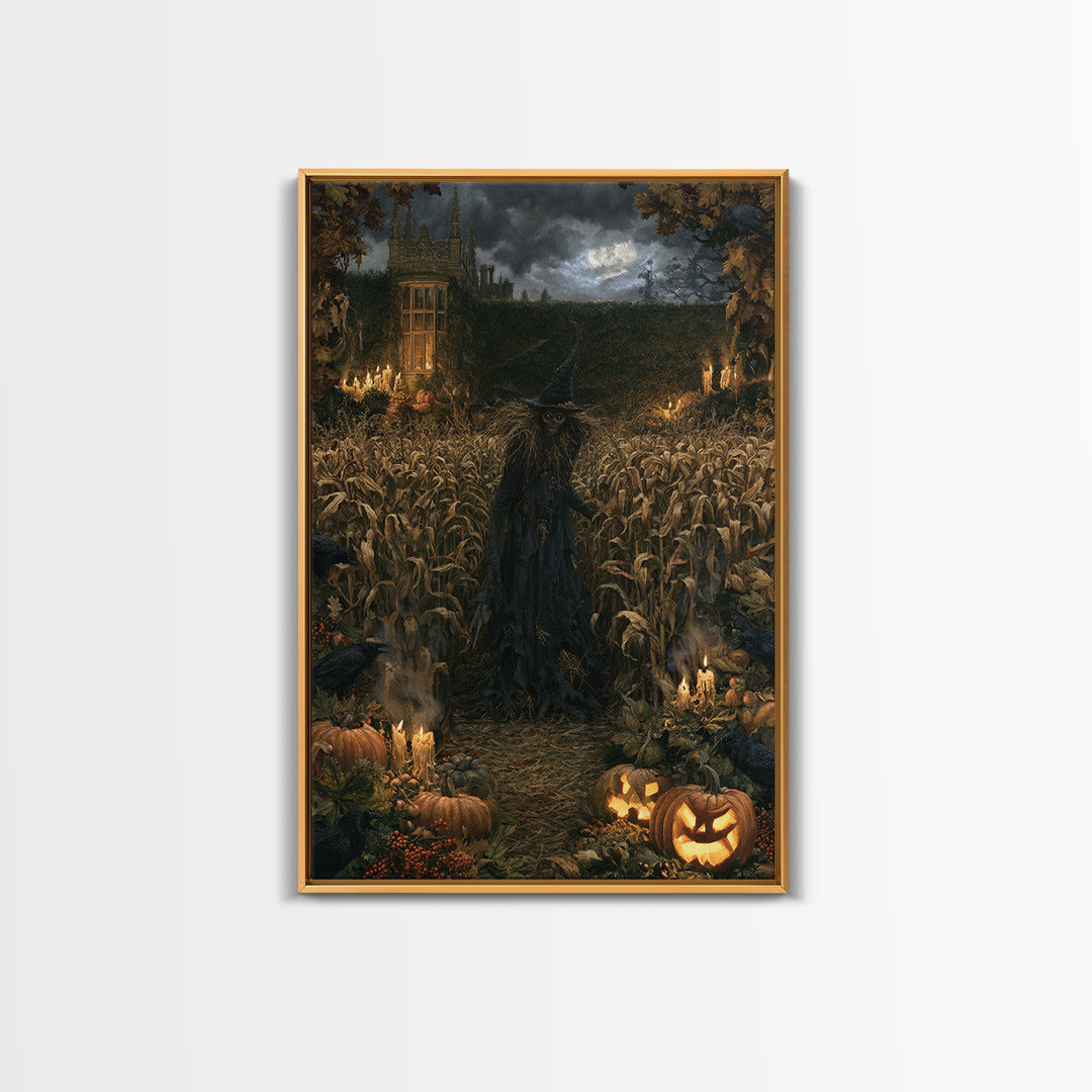 The Cornfield Crawler, Victorian Gothic Art, Vertical Wall Art, Framed Canvas Print, Gothic Wall Decor, Halloween Portrait Art