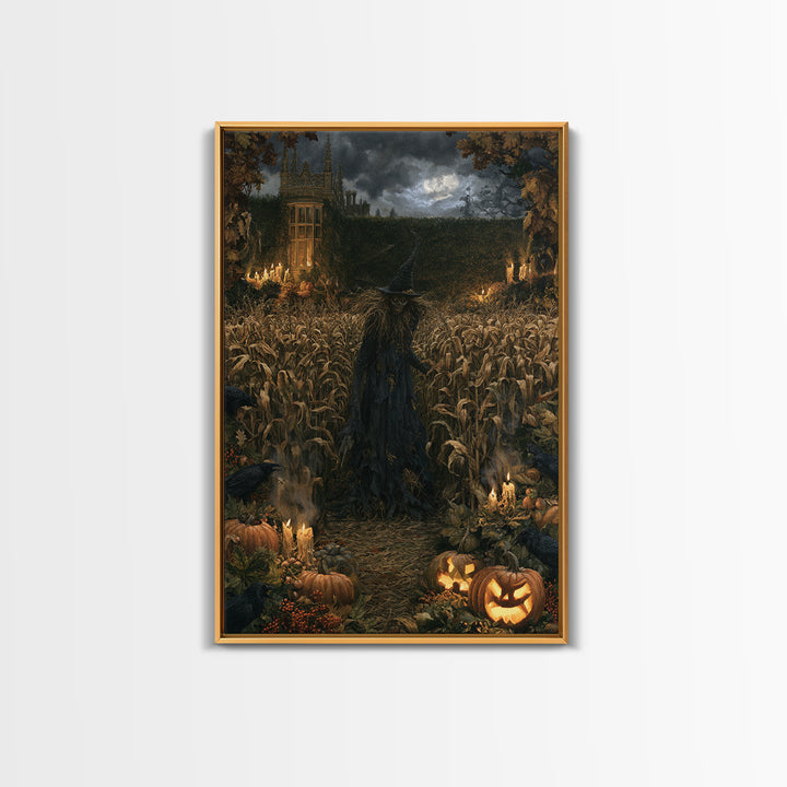 The Cornfield Crawler, Victorian Gothic Art, Vertical Wall Art, Framed Canvas Print, Gothic Wall Decor, Halloween Portrait Art