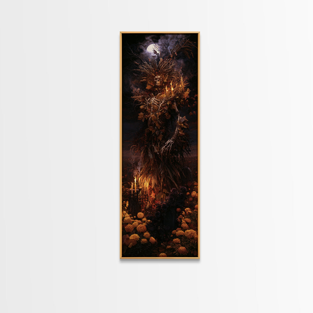 The Harvest Demon, Macabre Victorian Decor, Tall Narrow Wall Art, Canvas Print, Gothic Wall Decor, Halloween Portrait Art, Gothic Home Decor