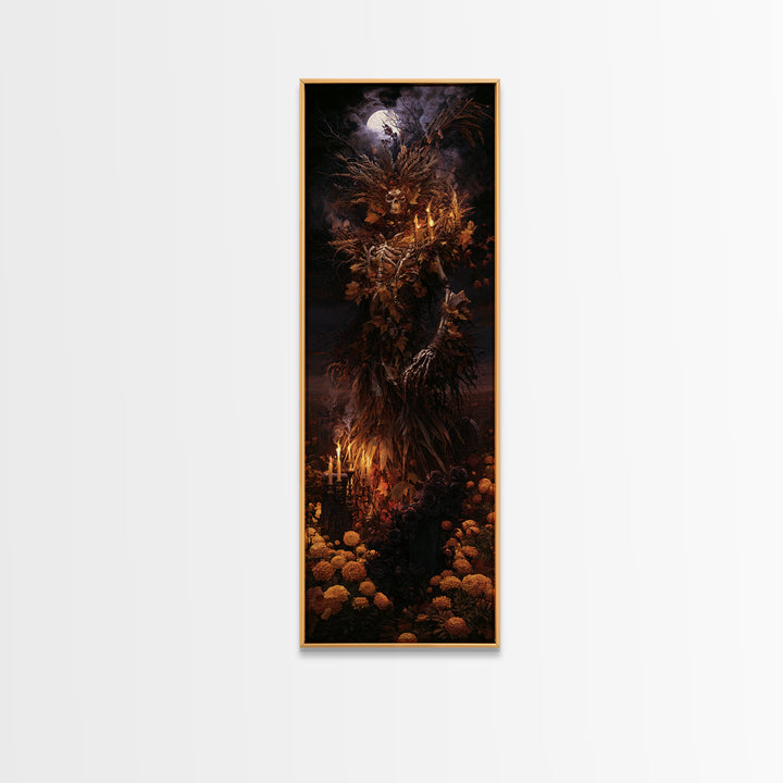 The Harvest Demon, Macabre Victorian Decor, Tall Narrow Wall Art, Canvas Print, Gothic Wall Decor, Halloween Portrait Art, Gothic Home Decor