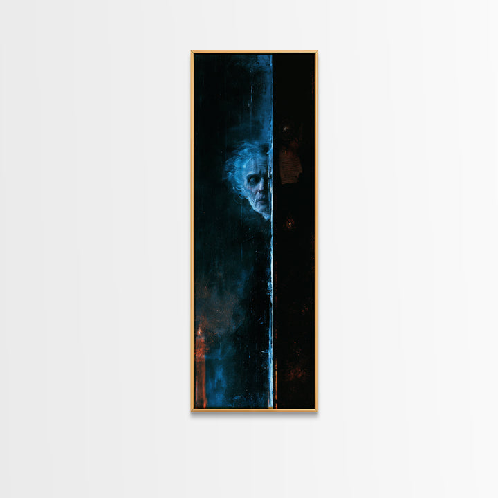 The Lake Phantom, Dark Academia Wall Art, Tall Narrow Wall Art, Framed Canvas Print, Gothic Wall Decor, Halloween Portrait Art