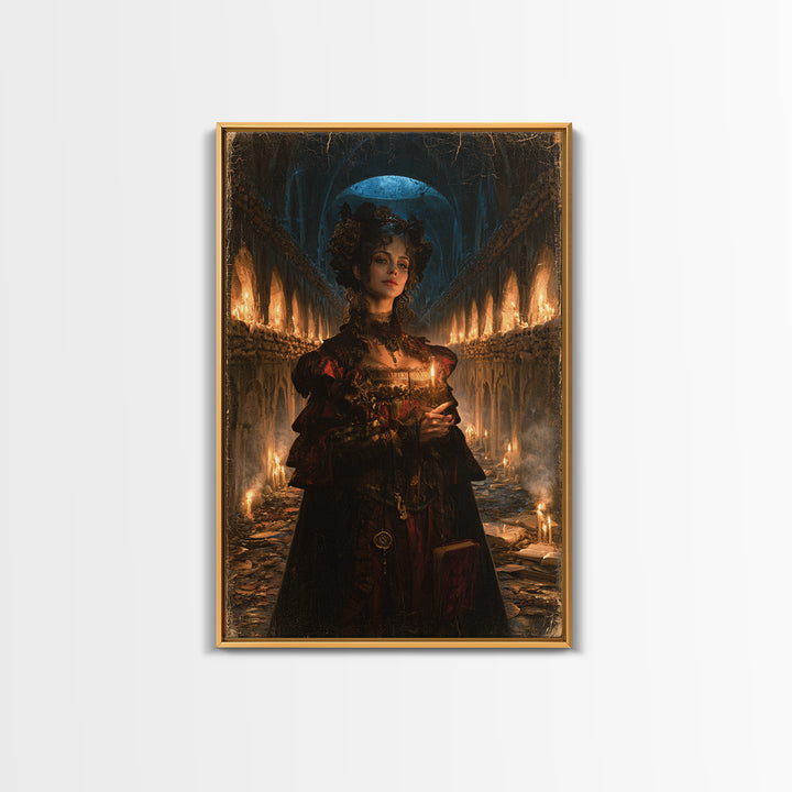 The Endless Catacombs, Victorian Gothic Art, Vertical Wall Art, Canvas Print, Gothic Wall Decor, Halloween Portrait Art, Dark Fantasy Art