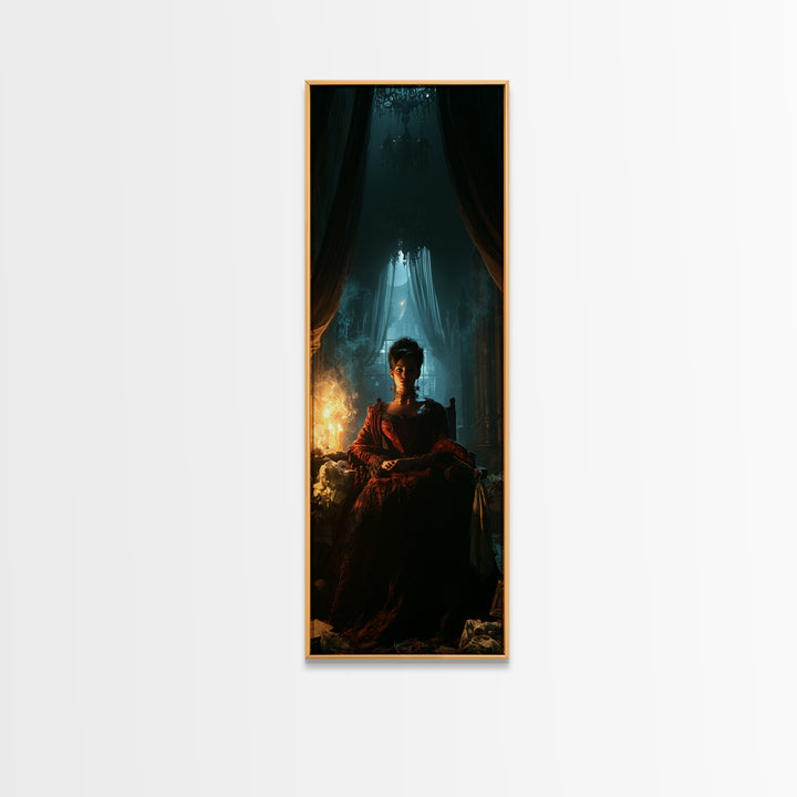 The Haunted Hotel, Macabre Victorian Decor, Tall Narrow Wall Art, Framed Canvas Print, Gothic Wall Decor, Halloween Portrait Art