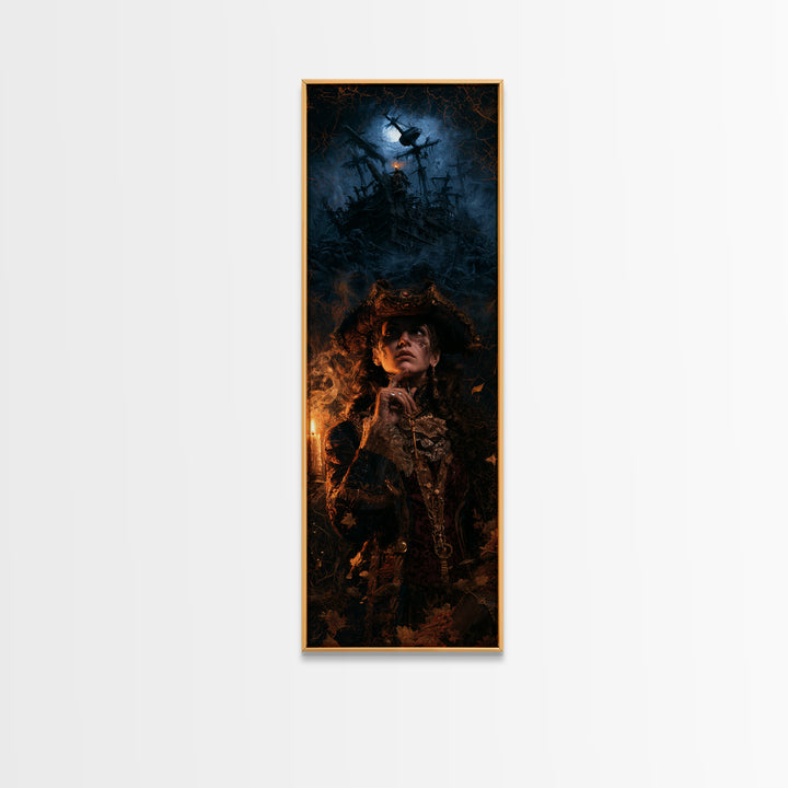The Shipwreck Cove, Victorian Horror Portrait, Tall Narrow Wall Art, Canvas Print, Gothic Wall Decor, Halloween Portrait Art