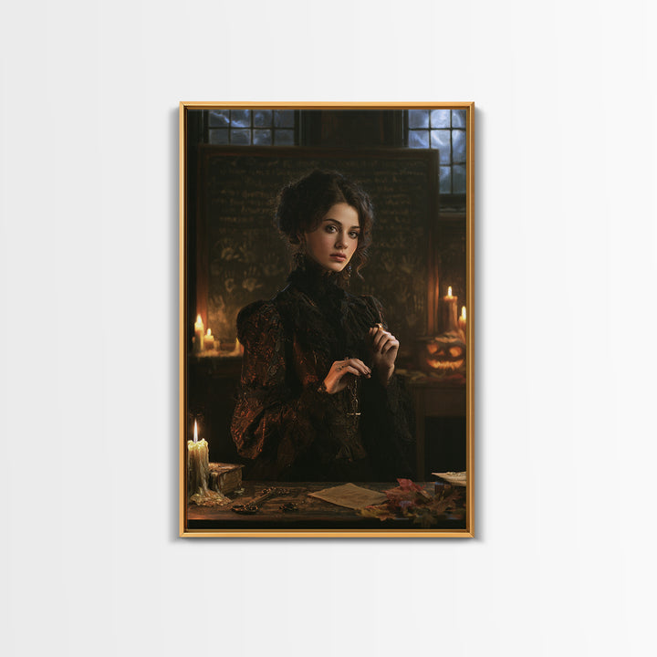 The Silent Schoolhouse, Macabre Victorian Decor, Vertical Wall Art, Canvas Print, Gothic Wall Decor, Halloween Portrait Art