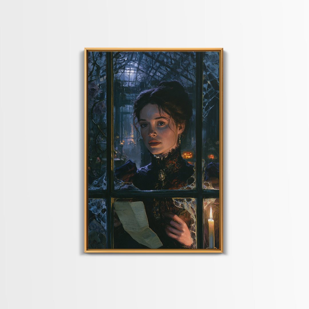 The Cemetery Greenhouse, Victorian Gothic Art, Vertical Wall Art, Canvas Print, Gothic Wall Decor, Halloween Portrait Art