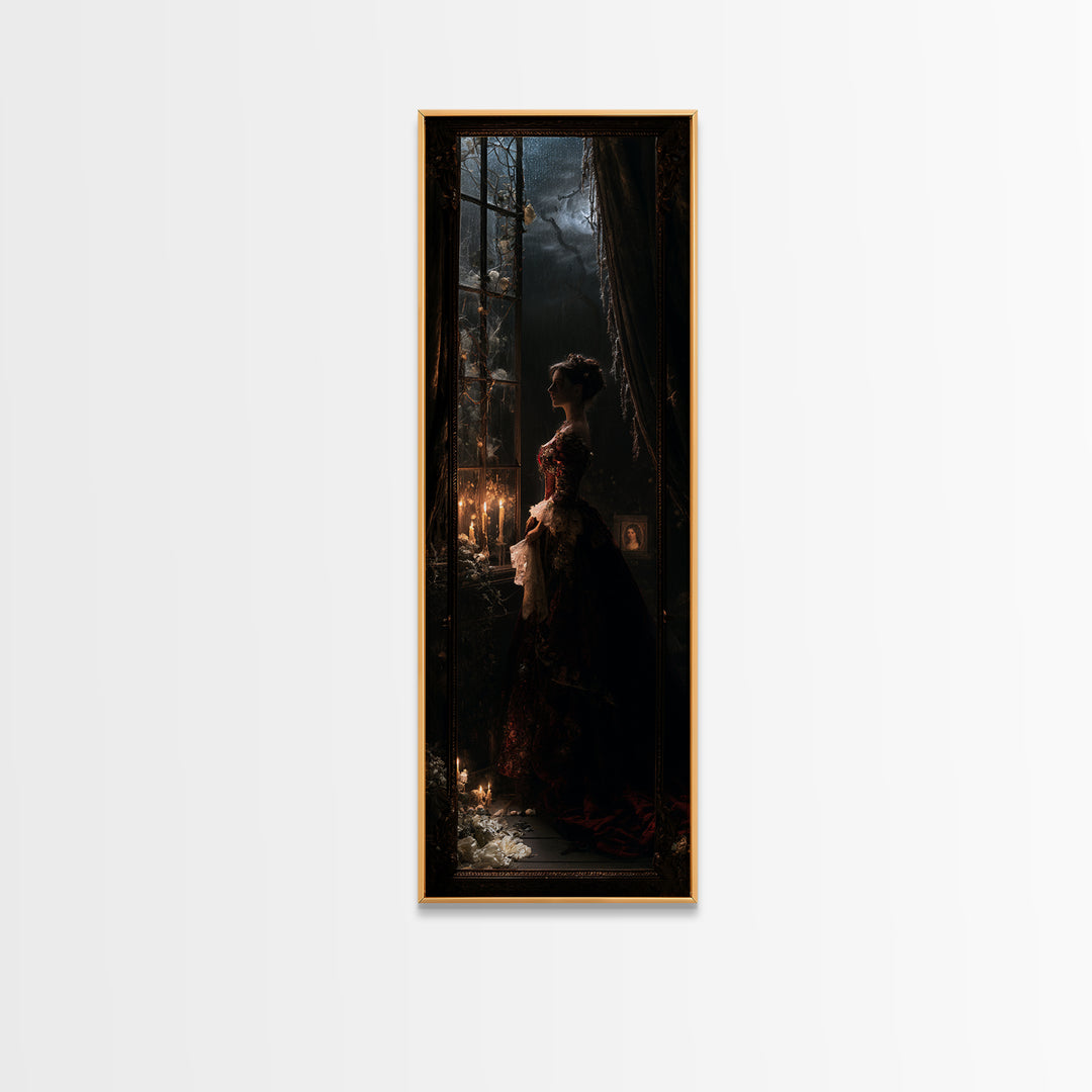 The Cemetery Greenhouse, Antique Gothic Portrait, Tall Narrow Wall Art, Canvas Print, Gothic Wall Decor, Halloween Portrait Art