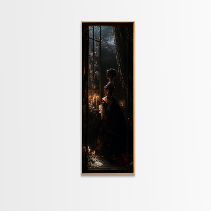 The Cemetery Greenhouse, Antique Gothic Portrait, Tall Narrow Wall Art, Canvas Print, Gothic Wall Decor, Halloween Portrait Art