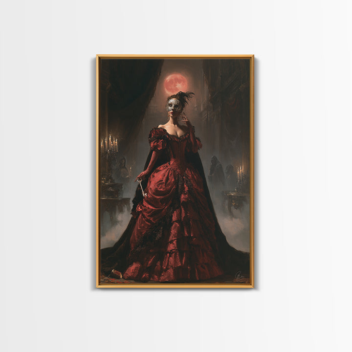 The Midnight Masquerade, Antique Gothic Portrait, Vertical Wall Art, Canvas Print, Gothic Wall Decor, Halloween Portrait Art