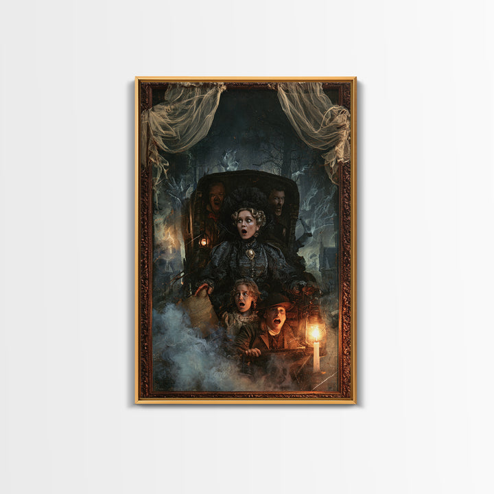 The Haunted Hayride, Dark Academia Wall Art, Vertical Wall Art, Framed Canvas Print, Gothic Wall Decor, Halloween Portrait Art