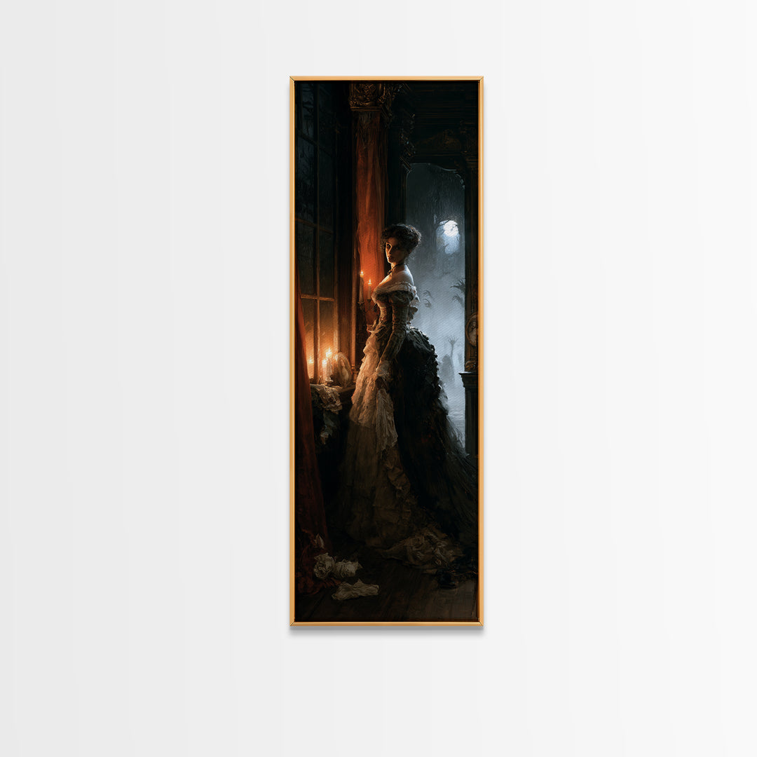 The Haunted Hayride, Macabre Victorian Decor, Tall Narrow Wall Art, Canvas Print, Gothic Wall Decor, Halloween Portrait Art