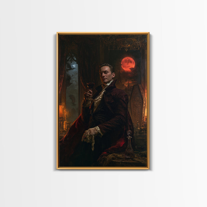 The Vampire Banquet, Antique Gothic Portrait, Vertical Wall Art, Canvas Print, Gothic Wall Decor, Halloween Portrait Art, Gothic Home Decor