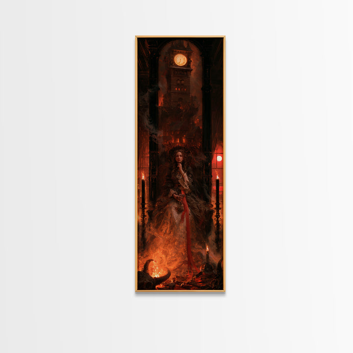 The Thirteenth Bell, Victorian Horror Portrait, Tall Narrow Wall Art, Framed Canvas Print, Gothic Wall Decor, Halloween Portrait Art