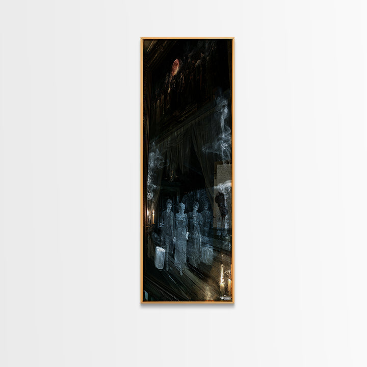The Ghost Train Arrival, Victorian Gothic Art, Tall Narrow Wall Art, Framed Canvas Print, Gothic Wall Decor, Halloween Portrait Art