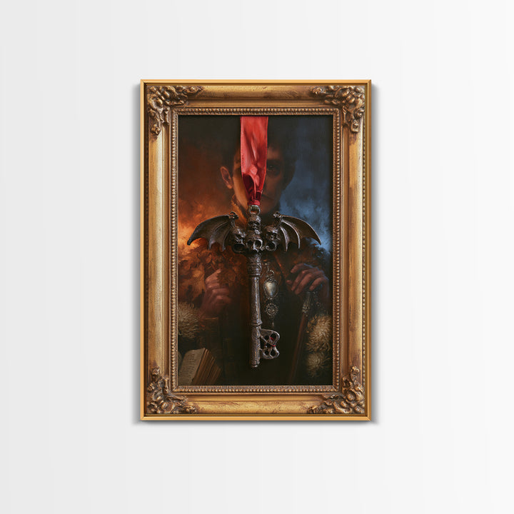 The Coffin Key, Macabre Victorian Decor, Vertical Wall Art, Canvas Print, Gothic Wall Decor, Halloween Portrait Art, Halloween Decor