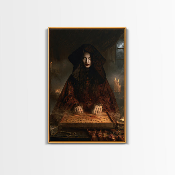 The Antique Spirit Board, Victorian Gothic Art, Vertical Wall Art, Canvas Print, Gothic Wall Decor, Halloween Portrait Art, Horror Wall Art