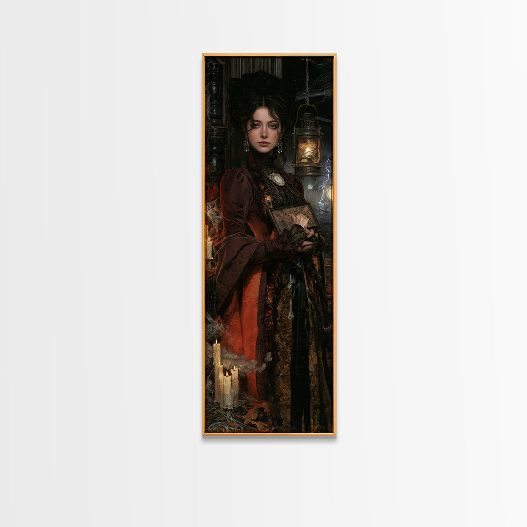 The Antique Spirit Board, Victorian Gothic Art, Tall Narrow Wall Art, Canvas Print, Gothic Wall Decor, Halloween Portrait Art