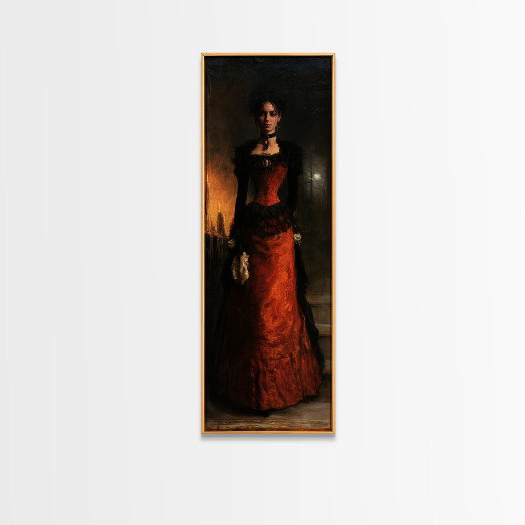 The Haunted Portrait, Victorian Gothic Art, Tall Narrow Wall Art, Canvas Print, Gothic Wall Decor, Halloween Portrait Art