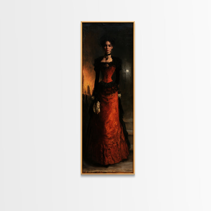 The Haunted Portrait, Victorian Gothic Art, Tall Narrow Wall Art, Canvas Print, Gothic Wall Decor, Halloween Portrait Art