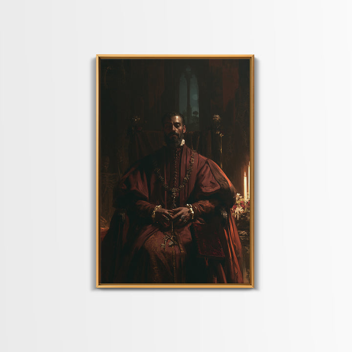 Medieval Danse Macabre, Macabre Victorian Decor, Vertical Wall Art, Framed Canvas Print, Gothic Wall Decor, Halloween Portrait Art