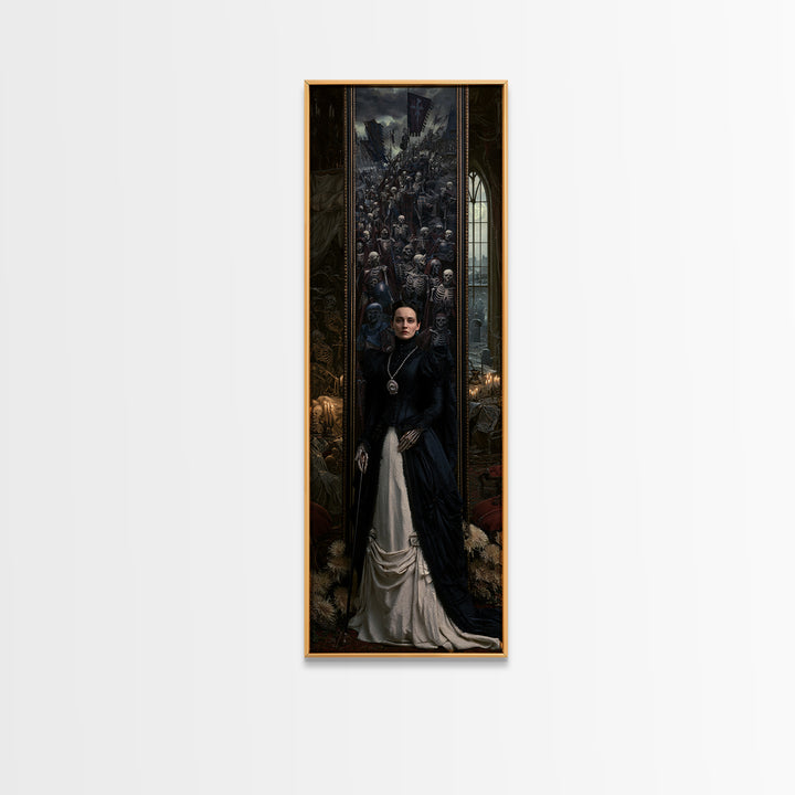 Medieval Danse Macabre, Macabre Victorian Decor, Tall Narrow Wall Art, Canvas Print, Gothic Wall Decor, Halloween Portrait Art