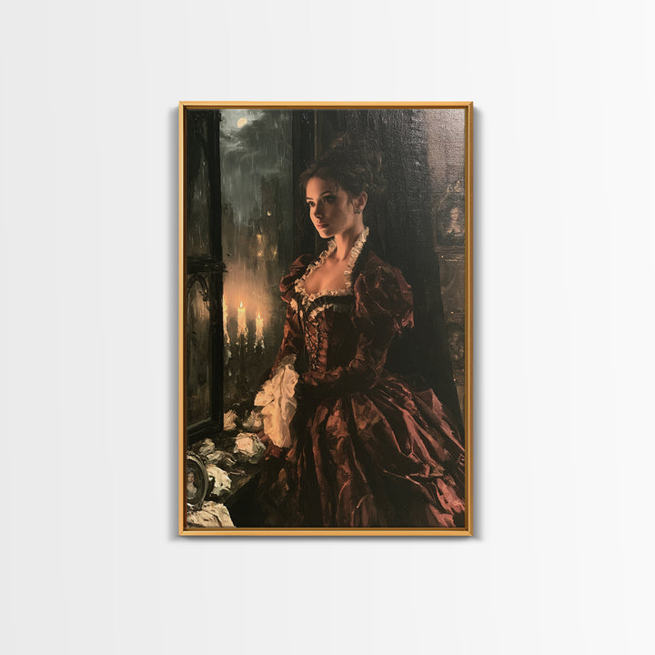 Gothic Romance, Victorian Horror Portrait, Vertical Wall Art, Canvas Print, Gothic Wall Decor, Halloween Portrait Art, Macabre Wall Art