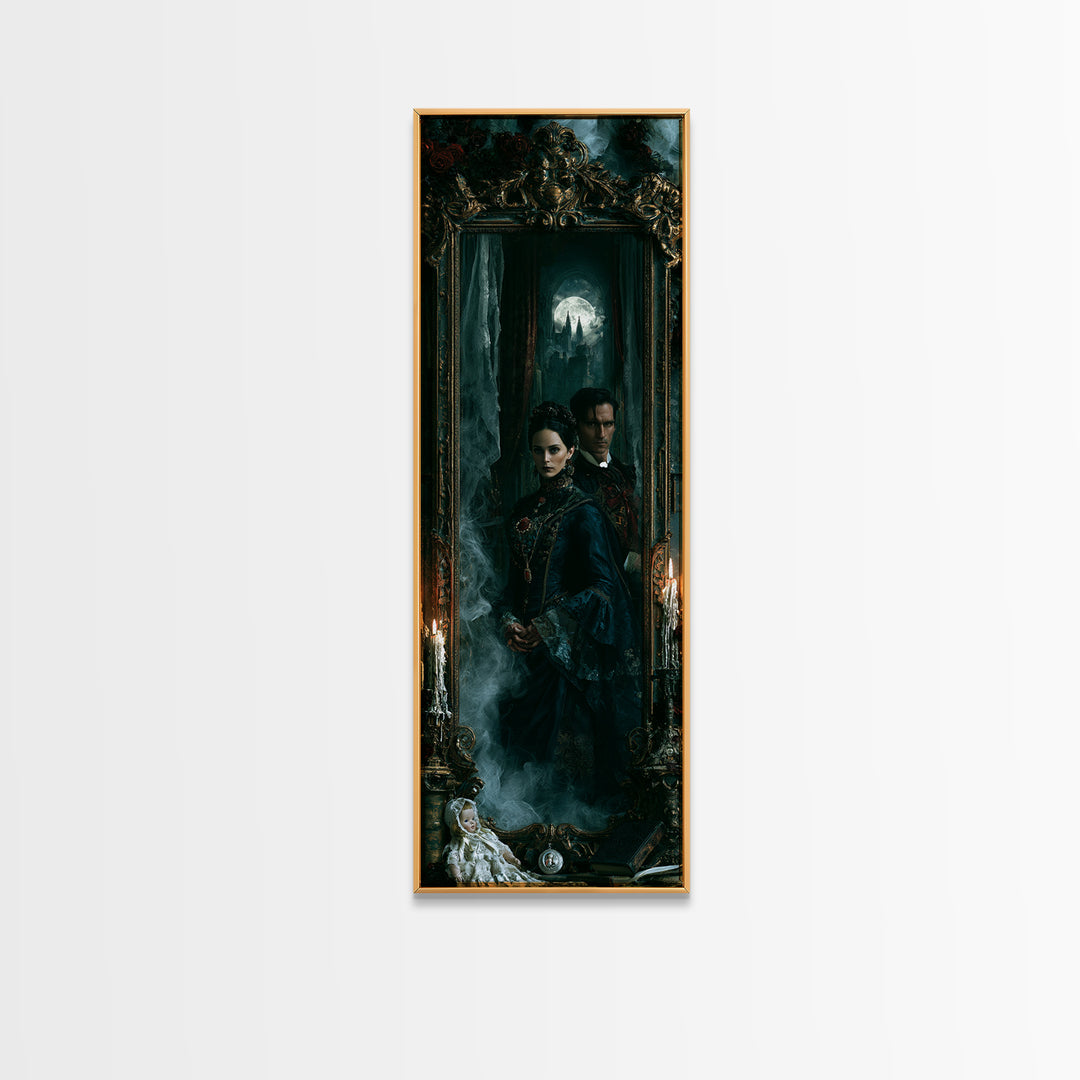 Gothic Romance, Victorian Gothic Art, Tall Narrow Wall Art, Canvas Print, Gothic Wall Decor, Halloween Portrait Art, Gothic Home Decor