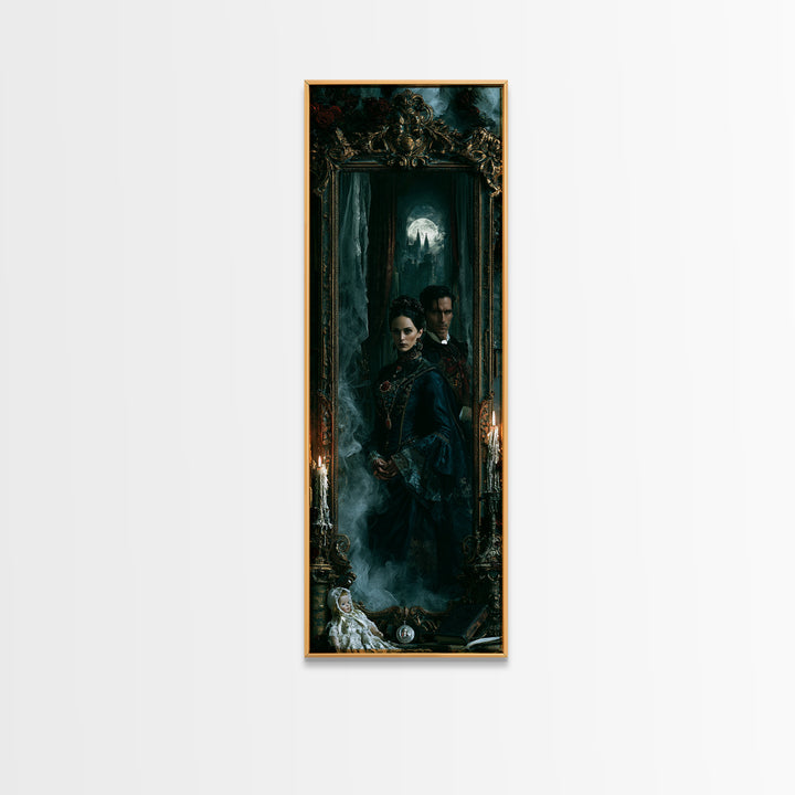 Gothic Romance, Victorian Gothic Art, Tall Narrow Wall Art, Canvas Print, Gothic Wall Decor, Halloween Portrait Art, Gothic Home Decor