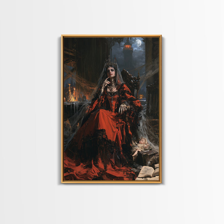 Haunted Seaside Halloween, Macabre Victorian Decor, Vertical Wall Art, Framed Canvas Print, Gothic Wall Decor, Halloween Portrait Art