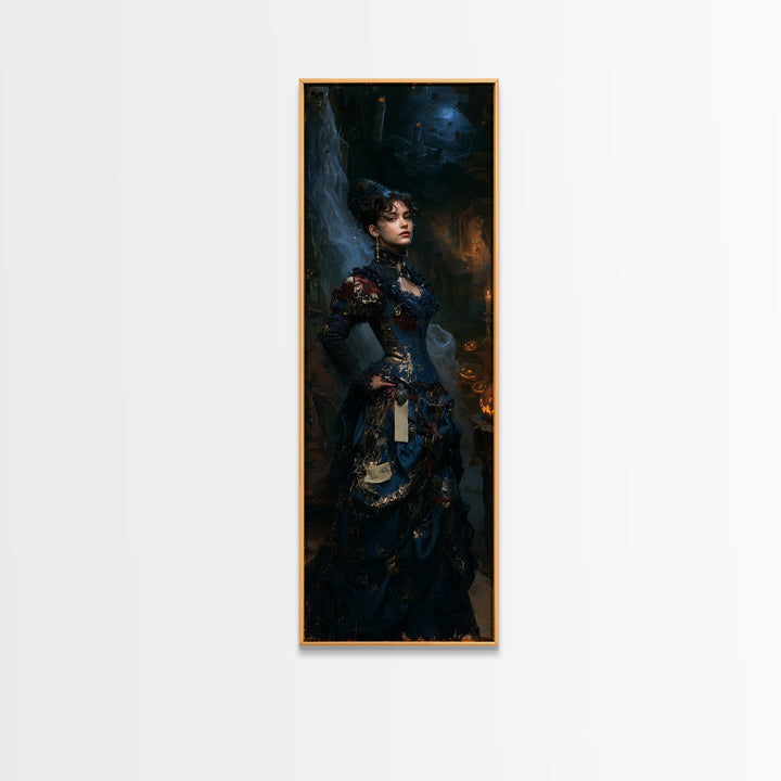 Haunted Seaside Halloween, Macabre Victorian Decor, Tall Narrow Wall Art, Framed Canvas Print, Gothic Wall Decor, Halloween Portrait Art