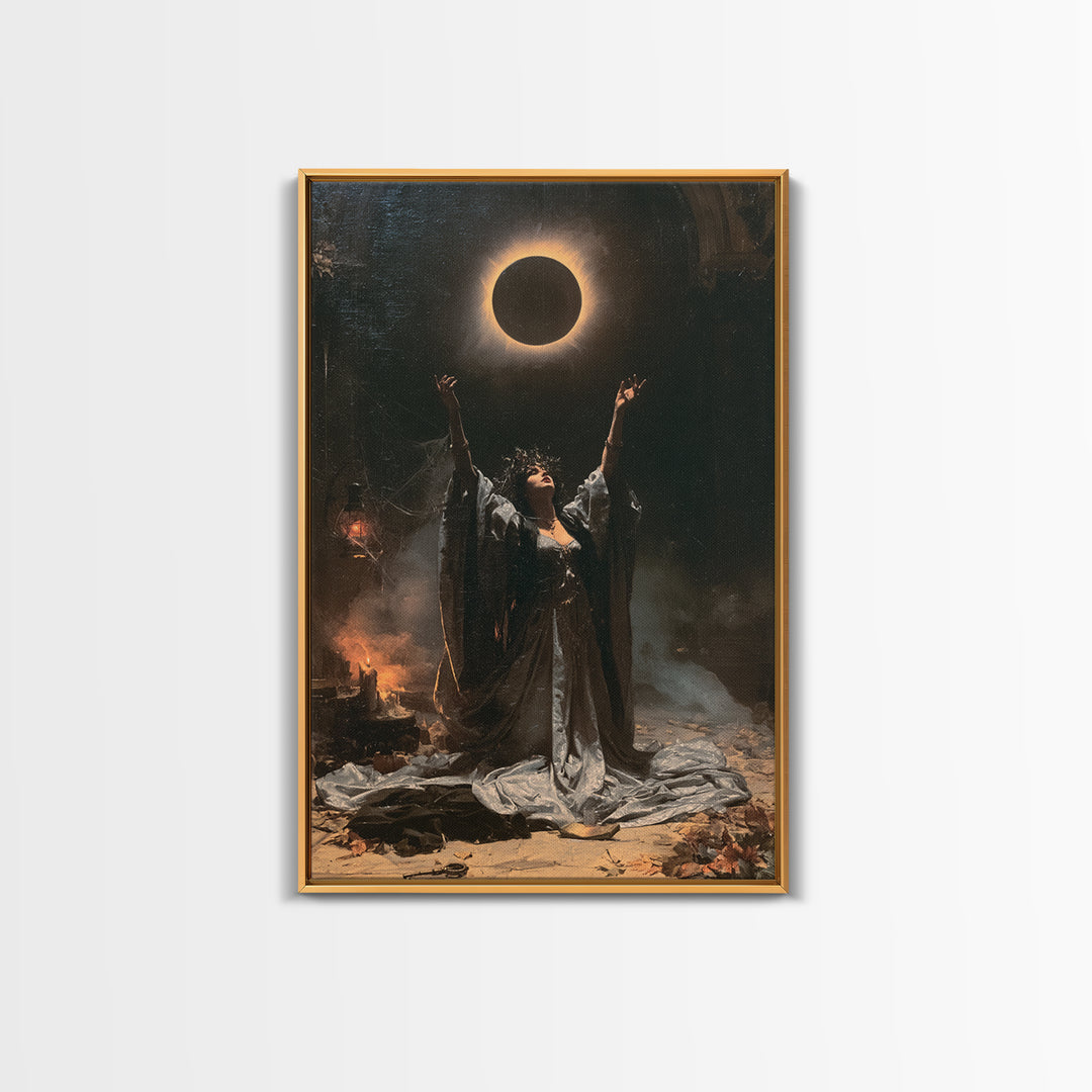 The Moon Priestess, Macabre Victorian Decor, Vertical Wall Art, Canvas Print, Gothic Wall Decor, Halloween Portrait Art, Macabre Wall Art