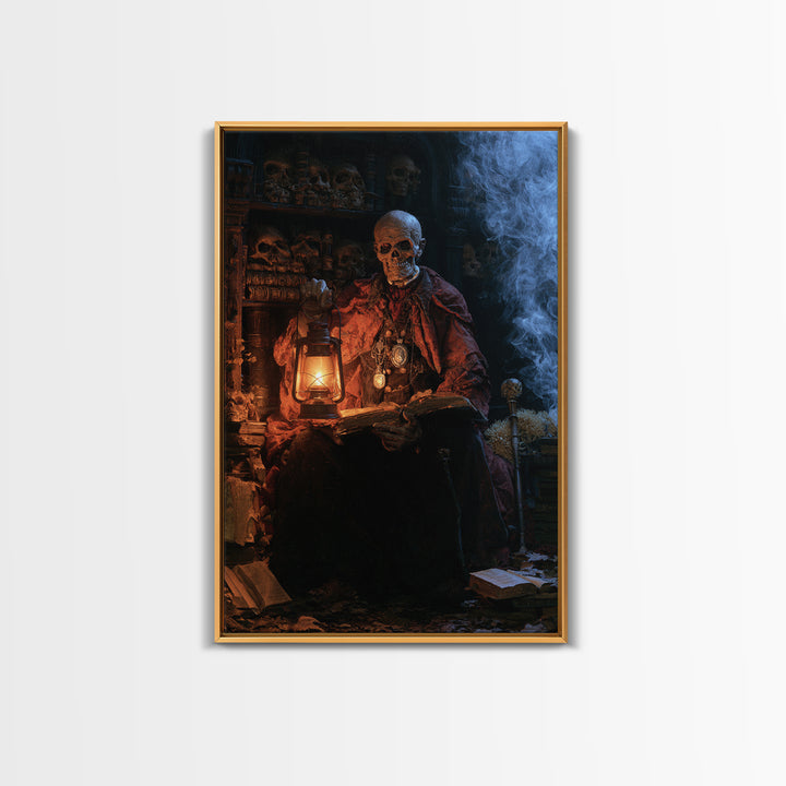 The Crypt Librarian, Victorian Horror Portrait, Vertical Wall Art, Canvas Print, Gothic Wall Decor, Halloween Portrait Art, Macabre Wall Art