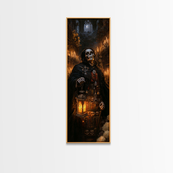 The Crypt Librarian, Victorian Horror Portrait, Tall Narrow Wall Art, Canvas Print, Gothic Wall Decor, Halloween Portrait Art