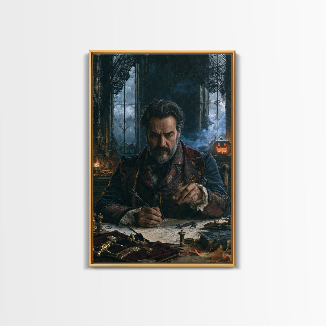 The Royal Coffin Maker, Victorian Horror Portrait, Vertical Wall Art, Framed Canvas Print, Gothic Wall Decor, Halloween Portrait Art